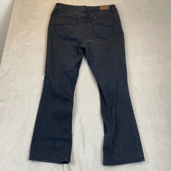 Lee Women's Jeans Size 14P Regular Fit Bootcut Mid-Rise Black Denim Casual Y2K - Picture 13 of 13
